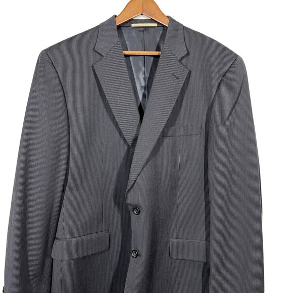 Burberry Wool Sport Coat Blazer Jacket Pinstripe Black Dual Button - 46L - Picture 1 of 12